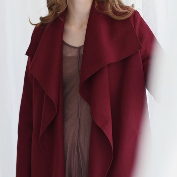 Sz M Chicwish Free Myself Woolblend Deep Red Coat - Picture 9 of 16